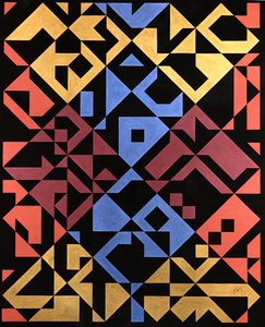 Interposed Diagonals, 1984 (tempera på papir)